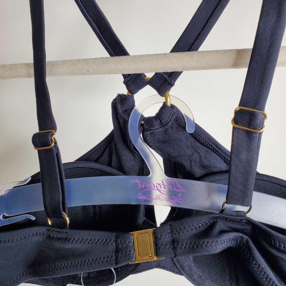 NWT L'Agent by Agent Provocateur Adrina Criss Cross Halter Bikini Top Black - Picture 6 of 8